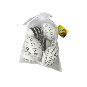 Vajíčko dekorační plastové černobílé 4x6 cm, 6 ks