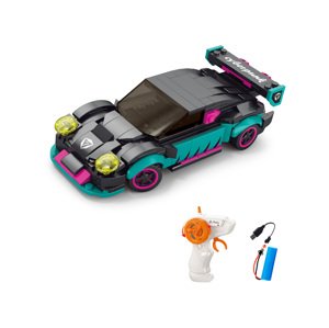 Stavebnice Auto tyrkysové RC na dálkové ovládání 17 cm 265 dílků