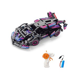 Stavebnice Auto růžové RC na dálkové ovládání 19 cm 323 dílků