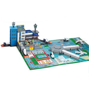 Garáž letiště set 4 auta a letadlo kov 87x60x30 cm