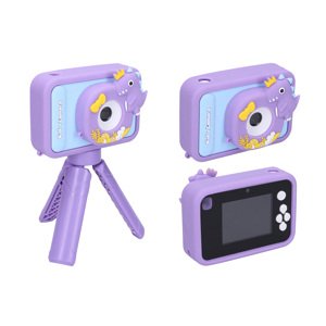 Dětský digitální fotoaparát silikonové pouzdro dino stativ - foto 48Mpx, video Full HD