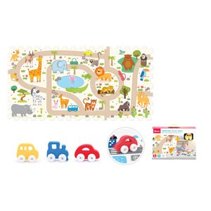 Měkké bloky s autíčkem safari 8ks