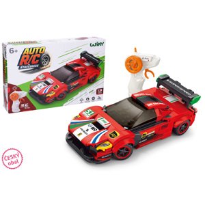 Stavebnice Auto červené RC na dálkové ovládání 17 cm 279 dílků - český obal