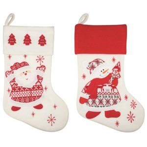 Punčocha filcová mikulášská 40 cm, bíločervená
