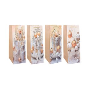 Dárková taška na láhev M 12x35x9 cm VÁNOCE